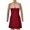 European and American ins pure desire temperament high sense satin low cut lace lace sexy babes high waist suspender dress