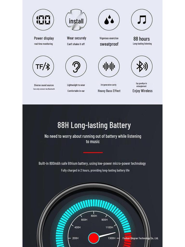 2026 Wireless Neckband Bluetooth Headphones - Comfortable for Long Wear, Unisex, Ideal for Sports, with Large Battery Life