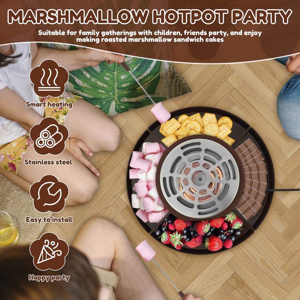 Electric Smores Maker Tabletop Indoor with 4 Detachable Trays and 4 Forks Flameless Electric Marshmallow Roaster for Movie Night
