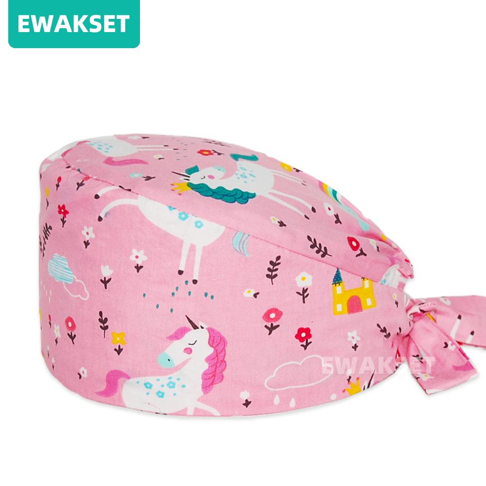 Dámská pánská scrub čepice s potiskem Nemocniční ošetřovatelská čepice Zubní lékař Kosmetický salon Kuchařské čepice 100% Bavlna Zdravotní péče lékařské čepice Potítko