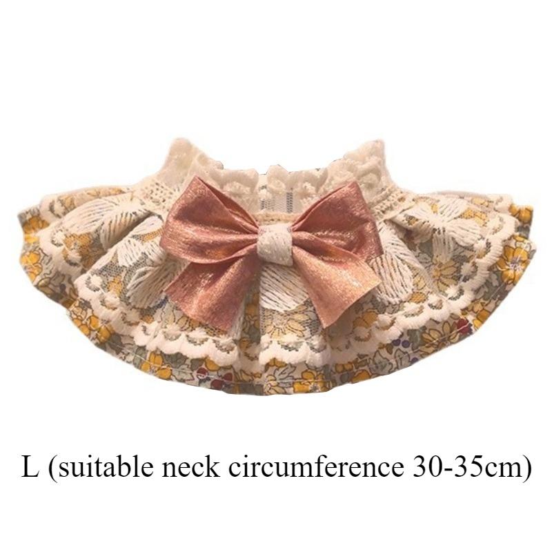 Fashion Lace Pet Bib Dog Pomeranian Bichon Scarf Adjustable Bowtie Organza Puppy Kitten Bib Cute Ruffle Floral Scarf CatProduct