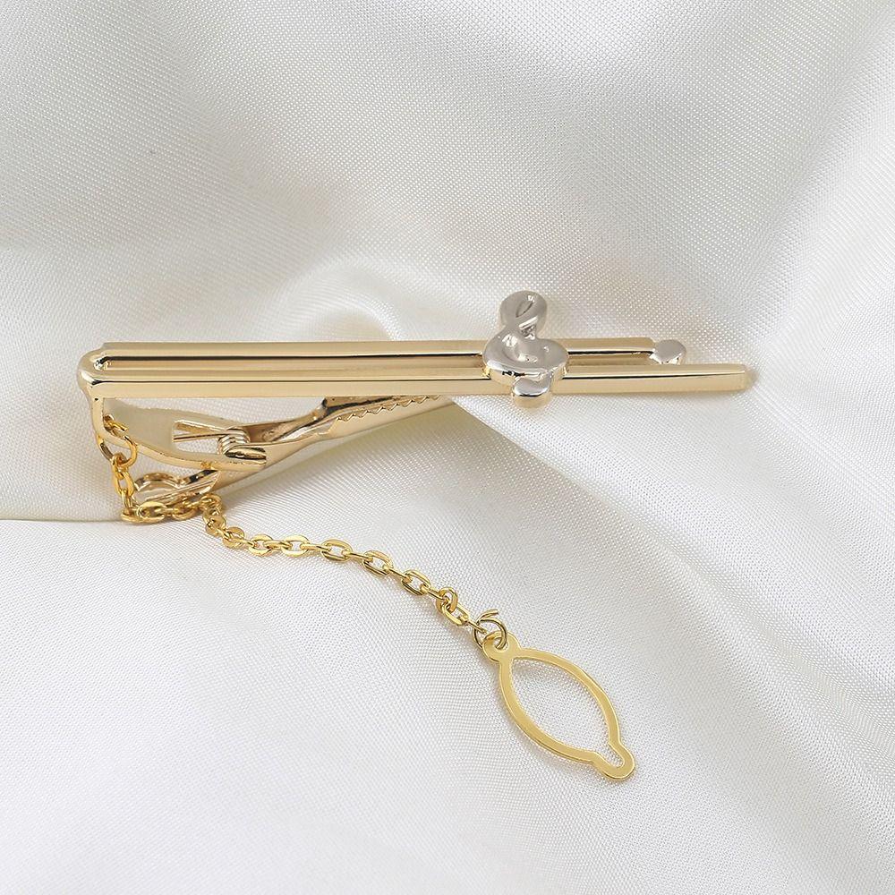 Copper Musical Note Clasp Clip Saxophone Men Necktie Buckle Formal Metal Tie Clips Gift