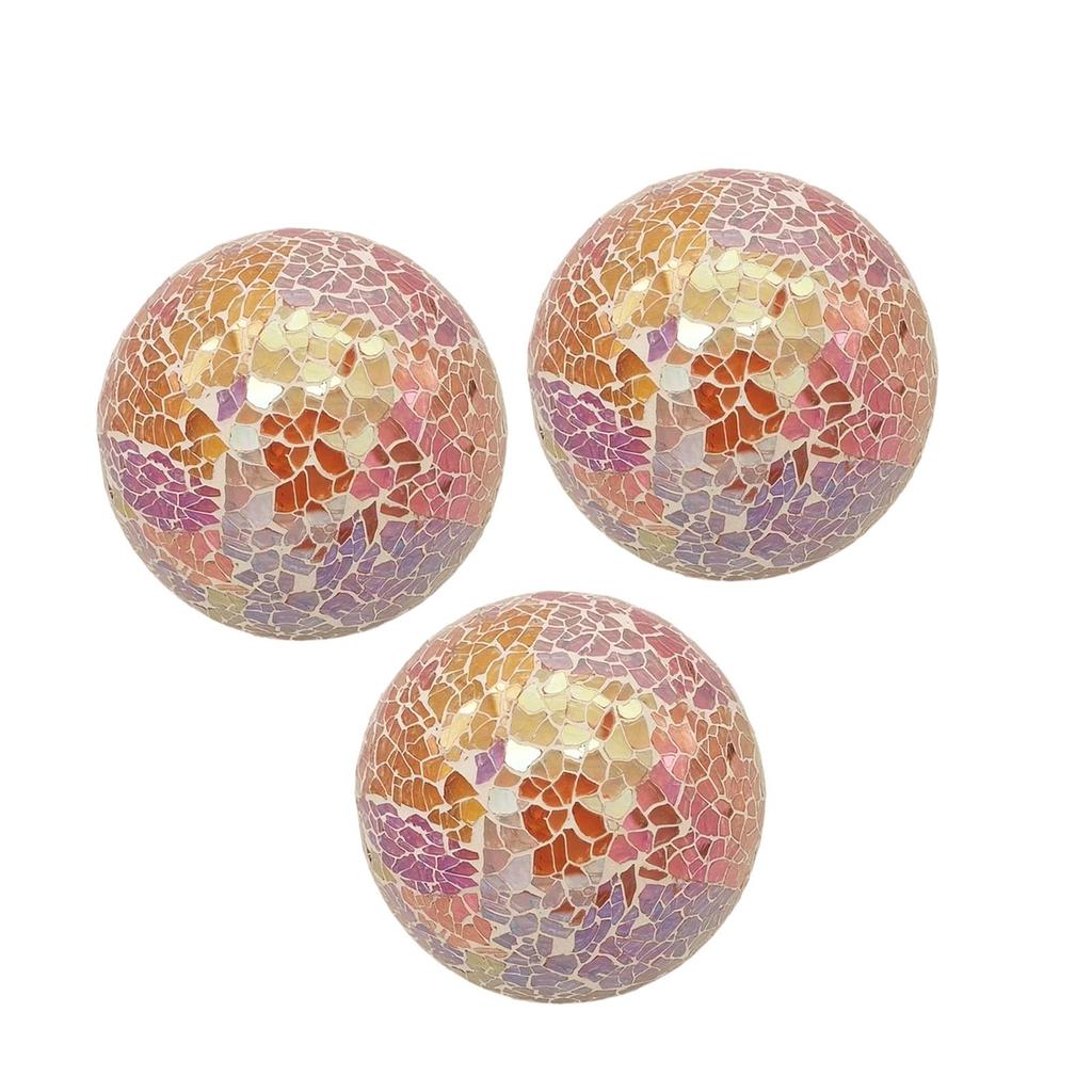 3x Mosaic Sphere Balls Diameter 8 cm Statue Sculpture Desktop Ornament for Bowls Coffee Table Living Room Fireplace Bedroom