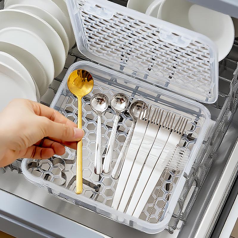 Double-Sided Hollow Dishwasher Basket for Small Item Storage and Cleaning