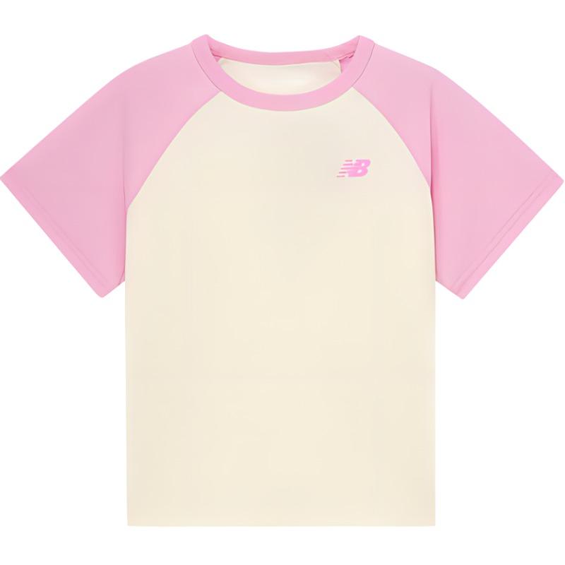 New Balance T Shirt White Pink Kids  7ED2S053-LPK 160