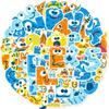 50 Digital Letters Children's Training Puzzle Stickers DIY English Alphanumeric Animal Mix