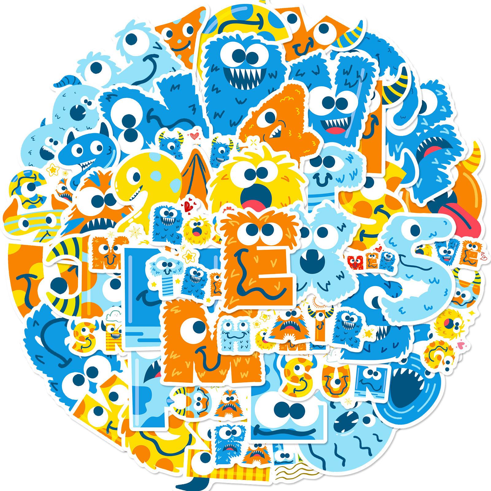 

50 Digital Letters Children s Training Puzzle Stickers DIY English Alphanumeric Animal Mix