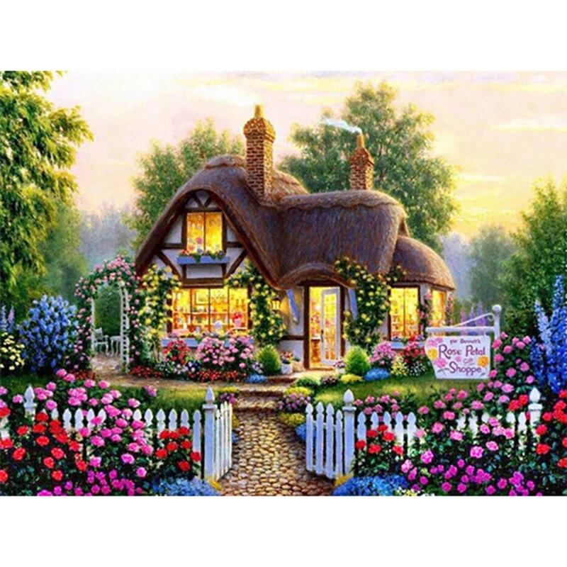 New 5D DIY Diamond Painting Houses Diamond Embroidery Scenery Cross Stitch Full Round Drill Crafts Art Home Decor Gift