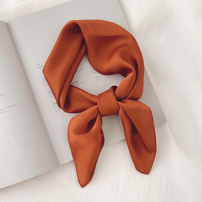 Luxury Solid 70*70cm Silk Square Scarf Women Soft Satin Hairband Neckerchief Tie Female Headband Foulard Bag Ribbon Gift