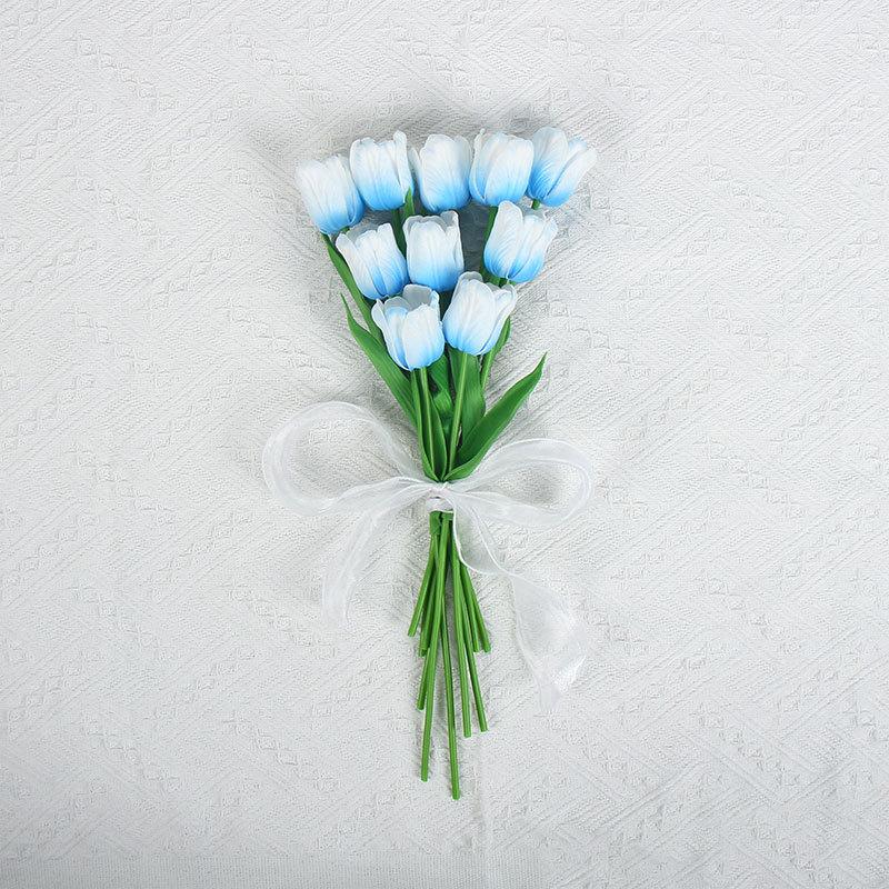 10 Pcs Tulips Simulated Flower Wedding Fake Flower Bouquet Shooting Props Home Living Room Decoration PU Simulated Flower