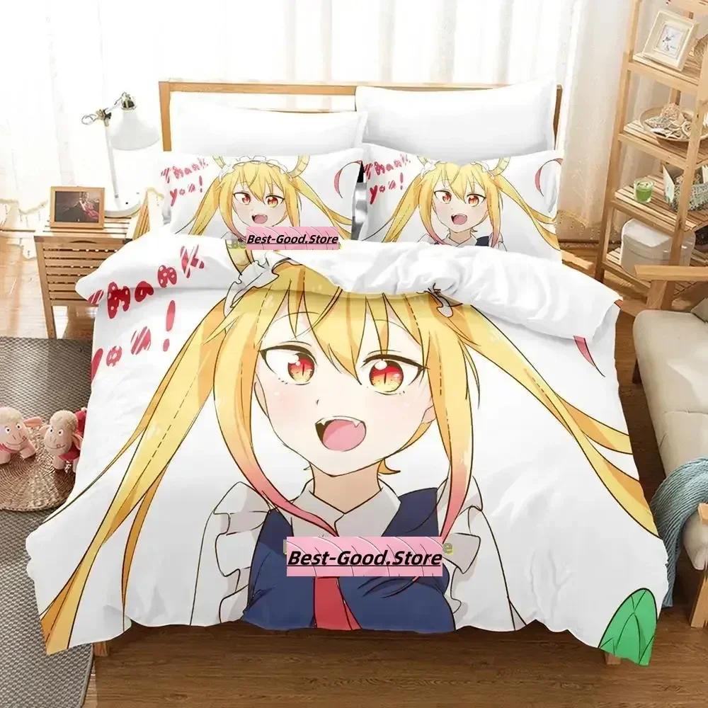 Mis Kobayashi's Dragon Maid Beding Set Printed Bed Linen Set With Pilowcase Bed Soft Duvet Cover Soft Quen Super King-Sized Dimensionsd Dimensions
