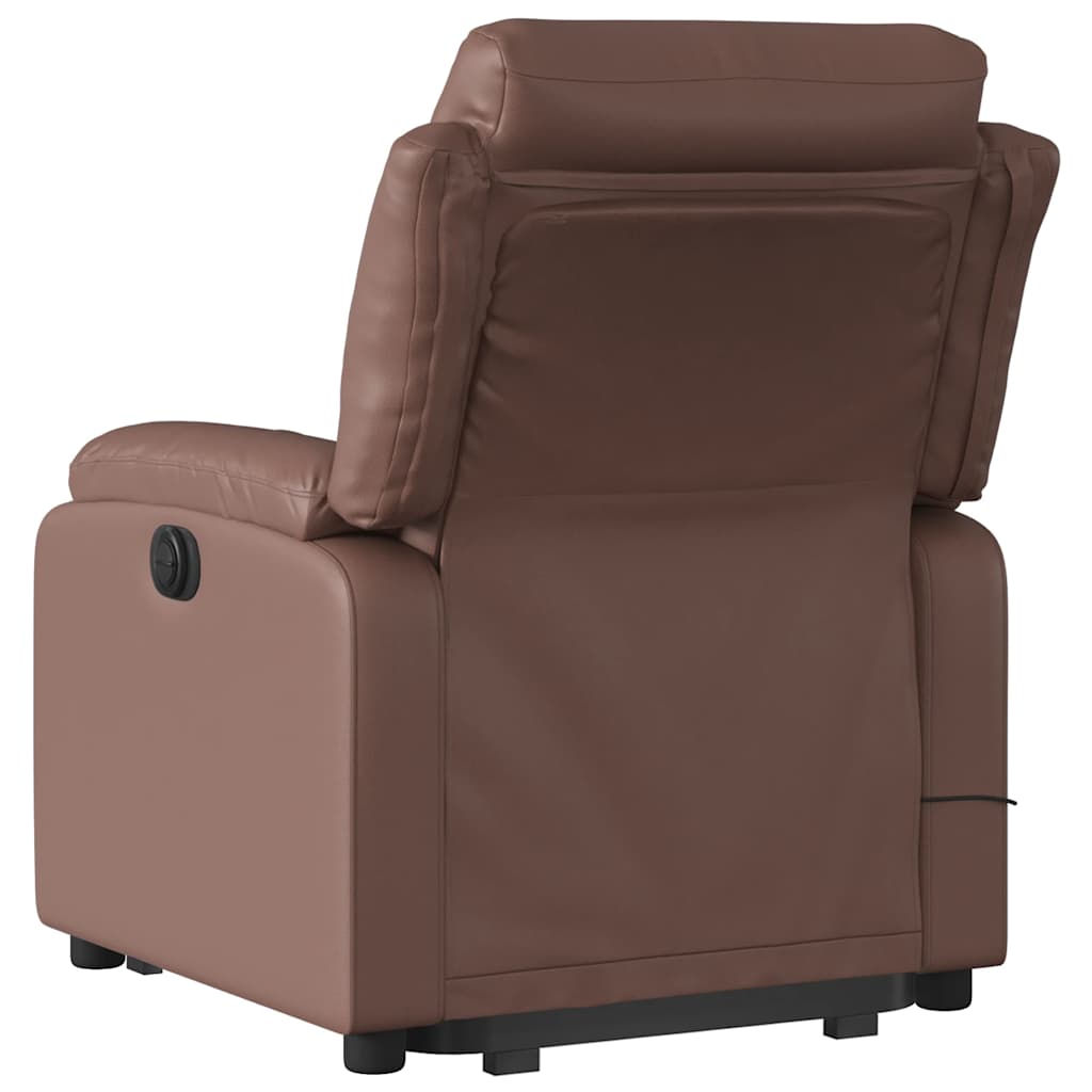 Recliner Chair with Lift Function Electric Brown Faux Leather
