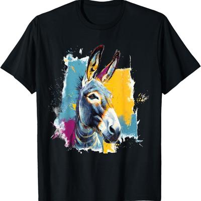Amante de Burros Motivo da Vida Selvagem Burro Animal Gráfico Camiseta(8)