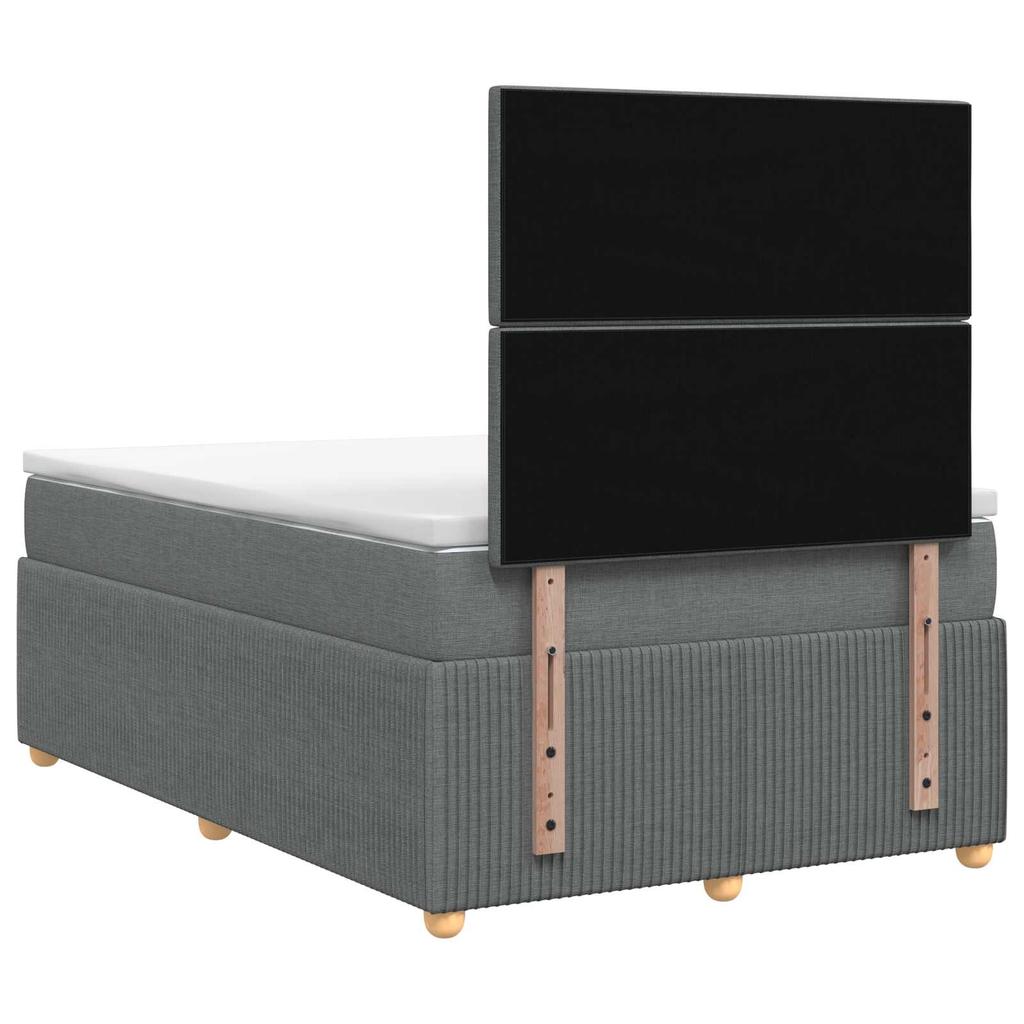 Box Spring Bed with Mattress Dark Gray 120 x 190 cm Fabric
