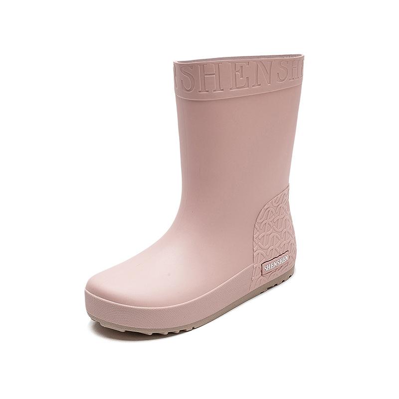 

Модные женские резиновые сапоги средней длины, нескользящая водонепроницаемая обувь, теплые дождевые сапоги, модные сапоги до колена, женская резиновая обувь 40 розовый