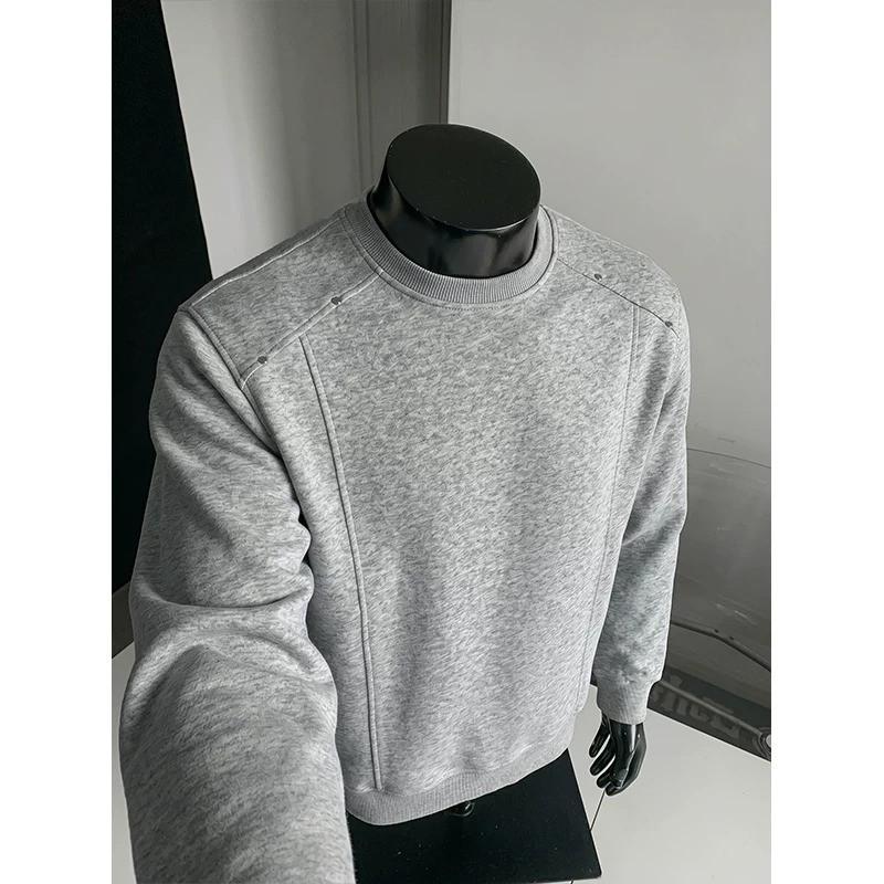 Mens Black Rivet Sweatshirt Casual Loose Fit Round Neck Pullover Teens Daily Wear