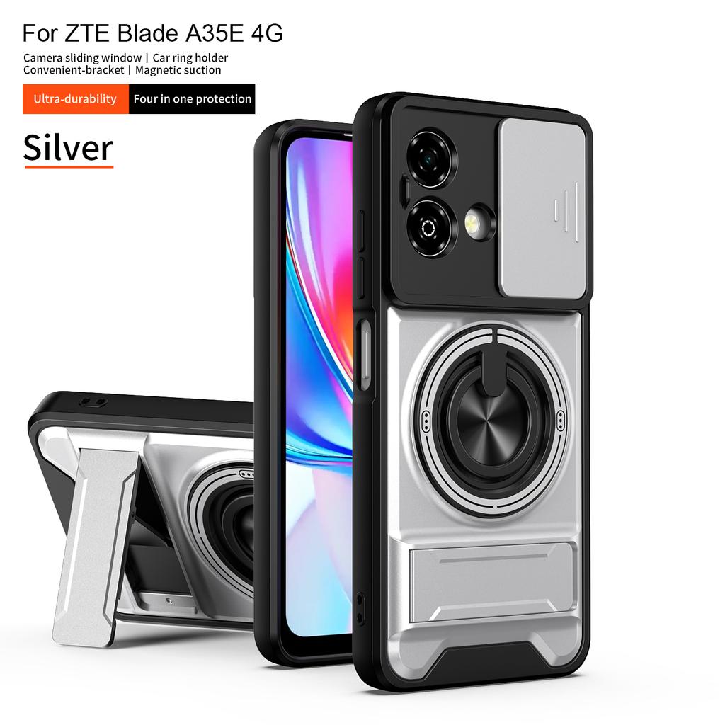 For ZTE Blade A35e Case ZTE Blade A35e Cover Phone Case Magsafe Magnetic Fold Holder Military Armor Camera Protection Cover