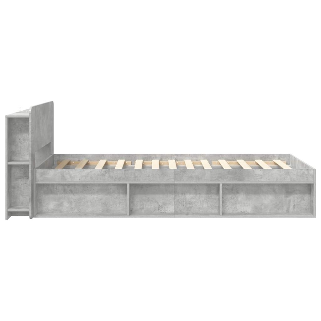 Bed Frame with Storage Space Concrete Grey 75 x 190 cm Particleboard