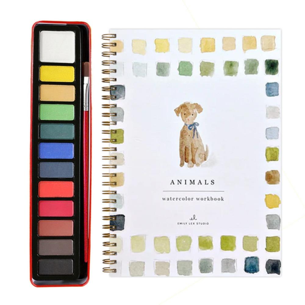 With Color Palette 12 Colors Watercolor Paint Set Watercolor Paint Book  for Kids Adults Teens