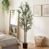 Decorative Artificial Plant, 175 cm Silk Olive Tree with 787 Leaves in Cement Pot, Fake Plant