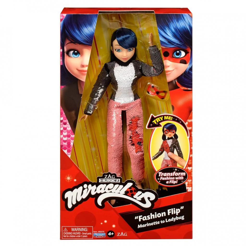 MIRACULOUS Marinette Lalka Biedronka z cekinami Fashion Flip PLAYMATES 