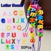 50Pcs Beads Acrylic Pendant Y2K Jewelry Making Charm Minimalist Letter Pendant Jewelry Accessories