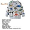 Unisex Children Sweatshirt Cartoon Dinosaur Printing Elastic Cuffs And Hem Round Neck Long Sleeve Loose Kids Top for Sport School Daily