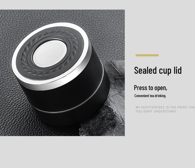 Quick-Open Lid Glass Teacup: Business Car Cup with Tea-Water Separation, Double-Layer High Borosilicate Glass and Printed Design
