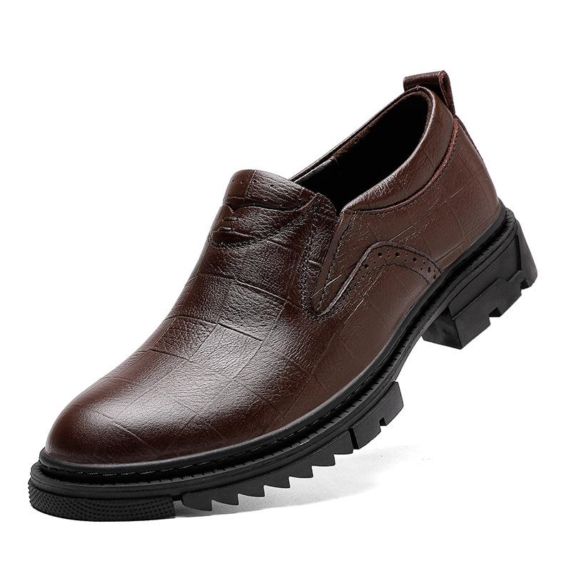 Men s Plus Size Leather Loafers - Casual Business Slip-On Shoes for Spring and Autumn 44