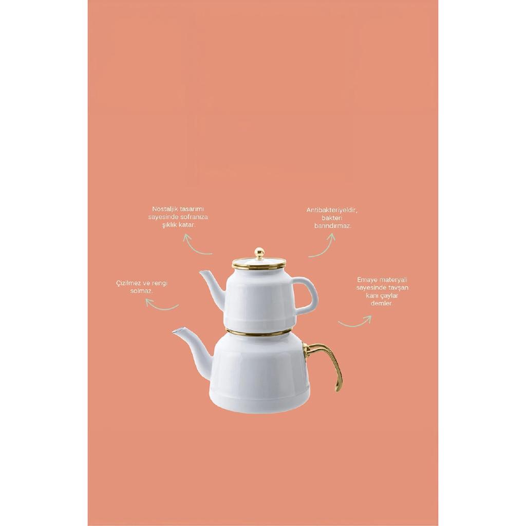 Juego de tetera de esmalte blanco En-4534