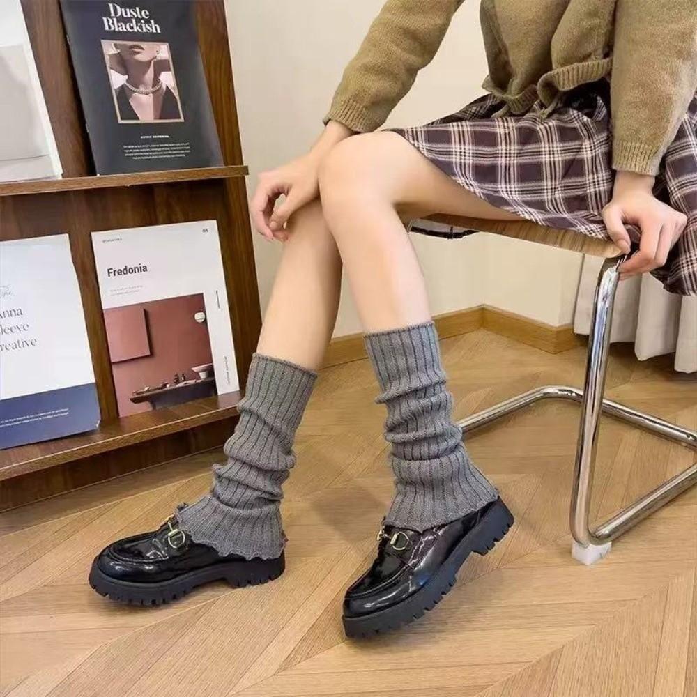 Fashion Gothic Knitted Foot Cover Thickened Warm Lolita Leg Warmers Stretchy Jk Uniform Socks Autumn Winter