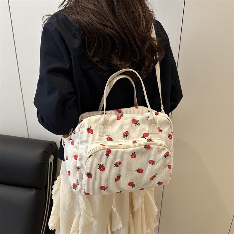 2025 Autumn Women's Retro Corduroy Strawberry Crossbody Bag