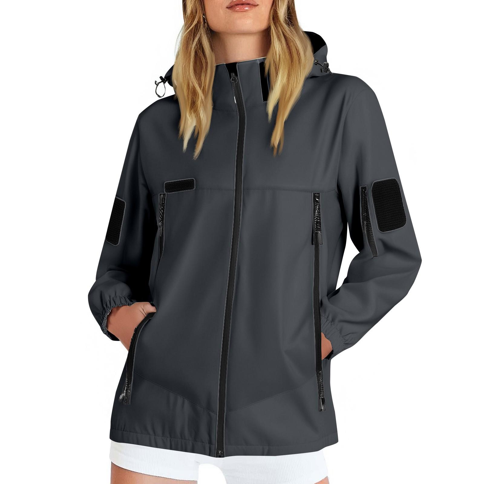 

Женская однотонная полосатая дождевик на открытом воздухе плюс водонепроницаемый плащ с капюшоном ветрозащитный XL