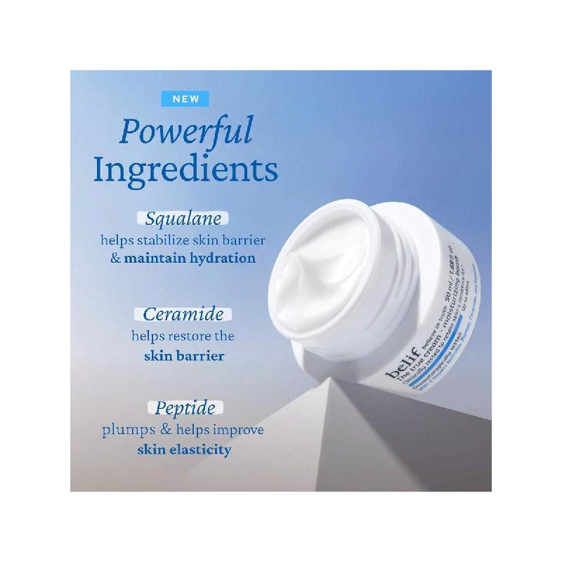 Belif Moisturizing Bomb 50ml – Daily Ceramide Moisturizer With Peptide & Squalane, 48hr Hydration & Anti-Aging Cream, Milky & Lightweight