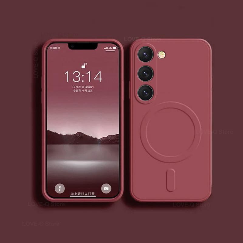 For Luxury Liquid Silicone Magnetic Case For Samsung Galaxy S24 S 24 S23 Ultra Plus S24Ultra For Magsafe Cases Wireless Charge Cover