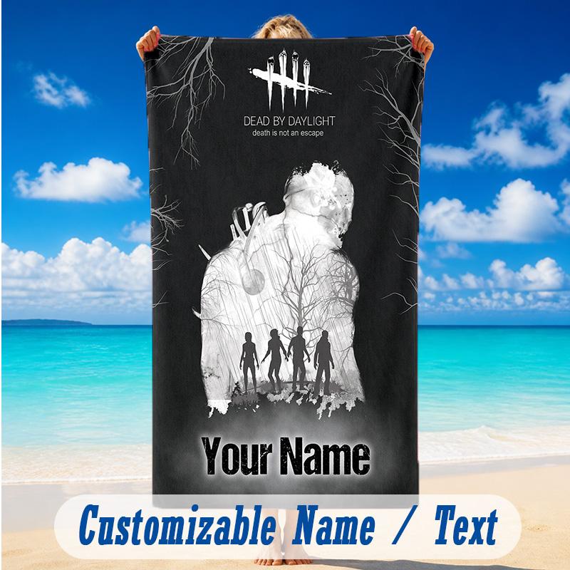 Beach Towel Custom Name Text, Quick Dry Large Towel For Beach HomeDead by Daylight