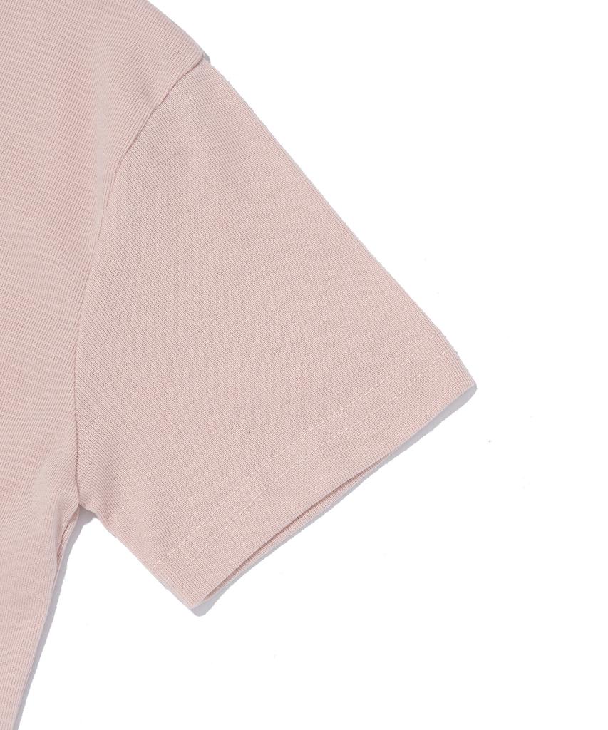 ROIDESROIS Ribbon Print Crop Short Sleeve T-Shirt (Pink)
