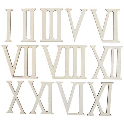 12 szt. Drewniane cyfry rzymskie DIY liczby do zegara rękodzieło z drewna ręcznie robione dekoracje 7CM