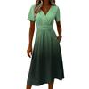 Damen-Farbverlauf Lässiges Mode-Kurzarm-V-Ausschnitt-Kleid