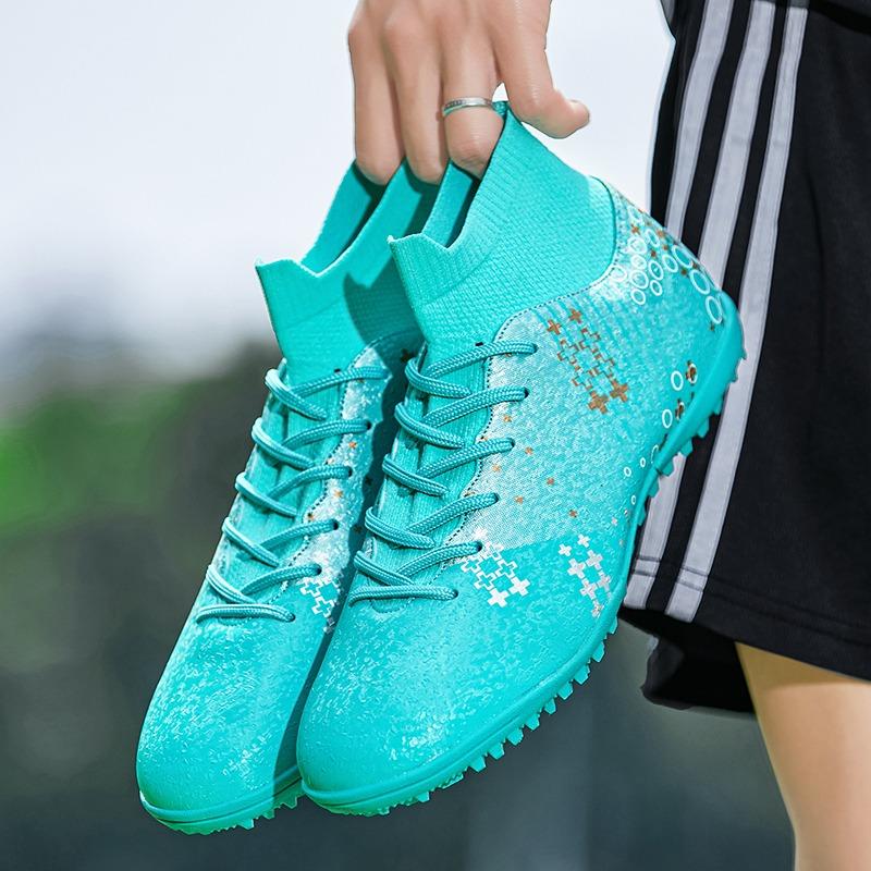 Men/Women's Lightning Camouflage Football Boots Rubber Soft Sole Short Nail Artificial Turf Youth Children Football Shoes
