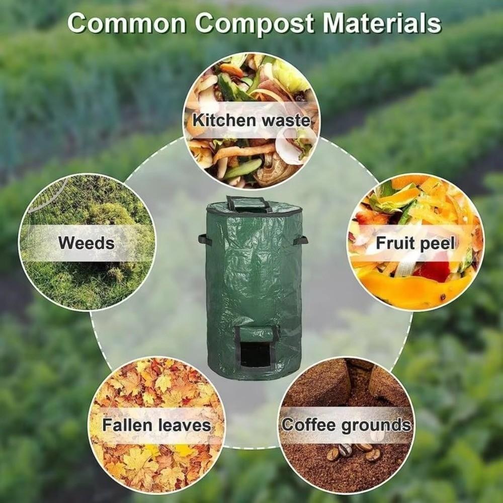 Sealed Compost Bin Bag Zippered Lid Refuse Composter Waste Collector Yard Garbage Bag  Grower
