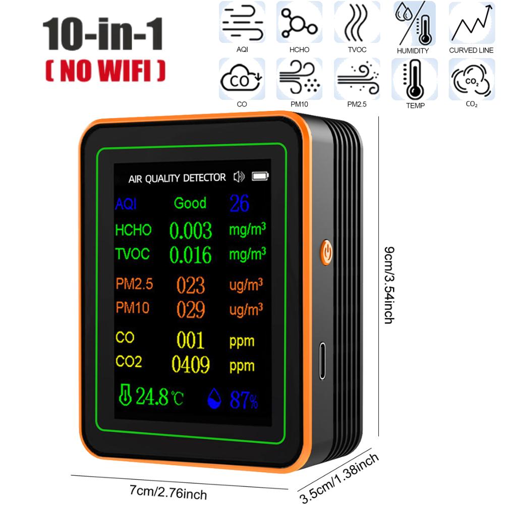 15-in-1 Indoor Air Quality Monitor Household CO CO2 TVOC HCHO Tester WiFi APP Control Portable AQI PM0.3 PM1.0 PM2.5 PM10 Tester