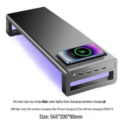 Monitor Riser with RGB Lighting and Wireless Fast Charging