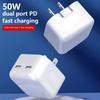 Usb Type C Charger 50W Dual Pd Portable Usb C Charger Support Type C Pd Fast Charging For Iphone 15 14 13 12 Pro Max 11 X Tablet
