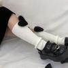 Women Winter Ribbed Knit Leg Warmers 3D Stuffed Plush Heart Crochet Boot Socks  Black heart on brown