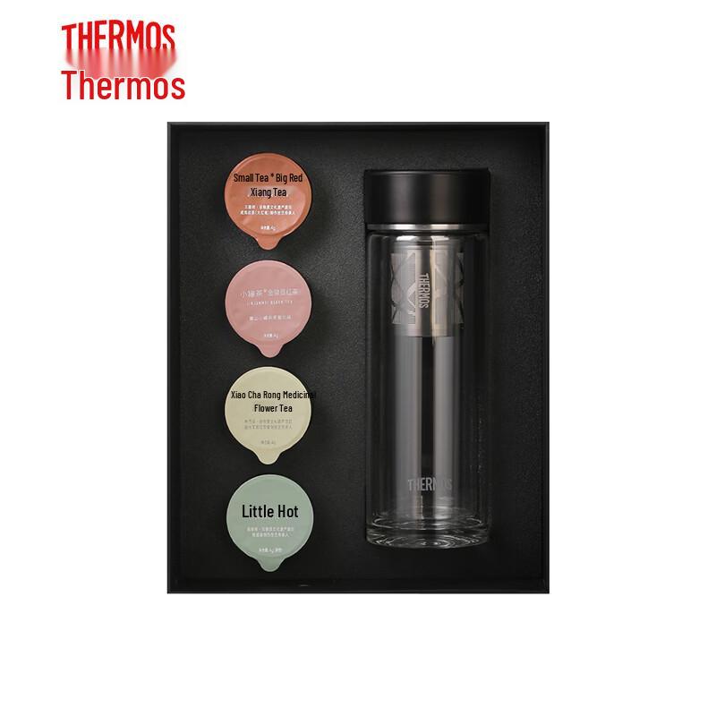 THERMOS TCGD-400-D Double-Layer Tea Infuser Glass Cup