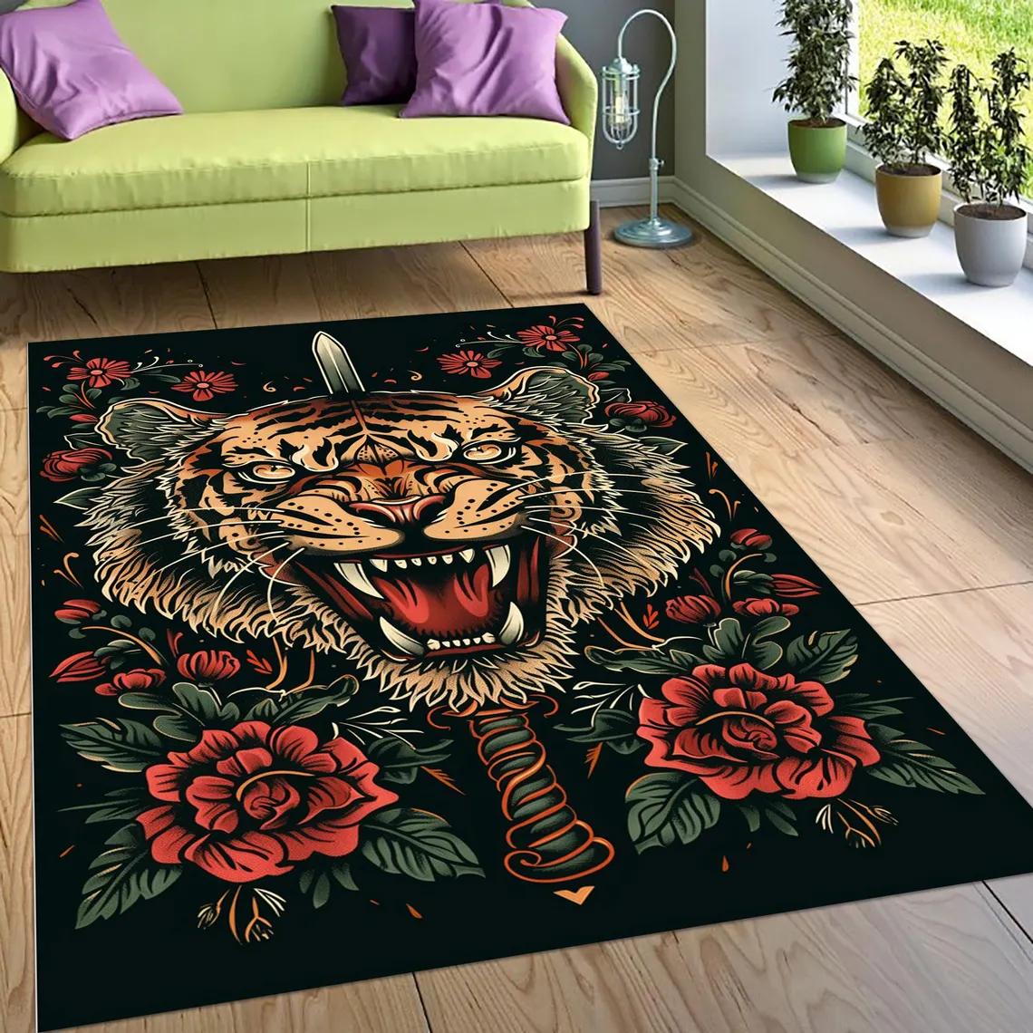 

Tiger Dragon Rug, Japanese Tattoo , Asian Art Floor Accent Carpet Living Room Bedroom Rug Kitchen Dining Floor Mat Hallway Rug 50X80CM