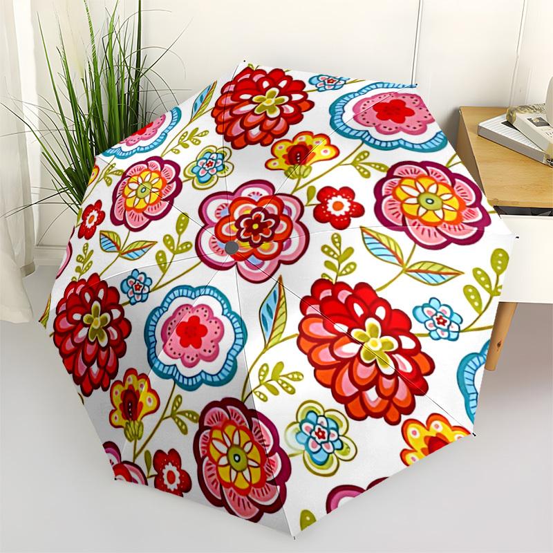 

1pc Floral Pattern Automatic Opening/Closing Umbrella with Operation & Windproof Canopy - Folding Design, Holiday Gift yy260225117