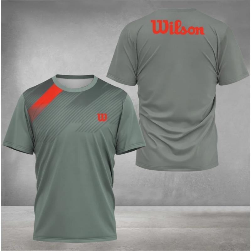 2026 men's W-letter printed casual quick drying sports top outdoor men's soft and breathable round neck T-shirt