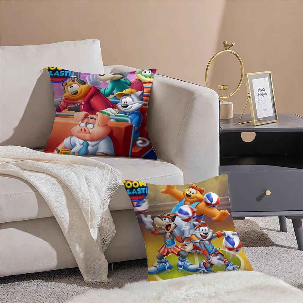 Kwaii Anime Game TToon BBlast Cushion Cover Pillowcase Short Plush Invisible zipper Room Sofa Cushion Cover